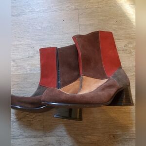 Boots Split Leather Multi Color Ankle Boots Womens Size 8